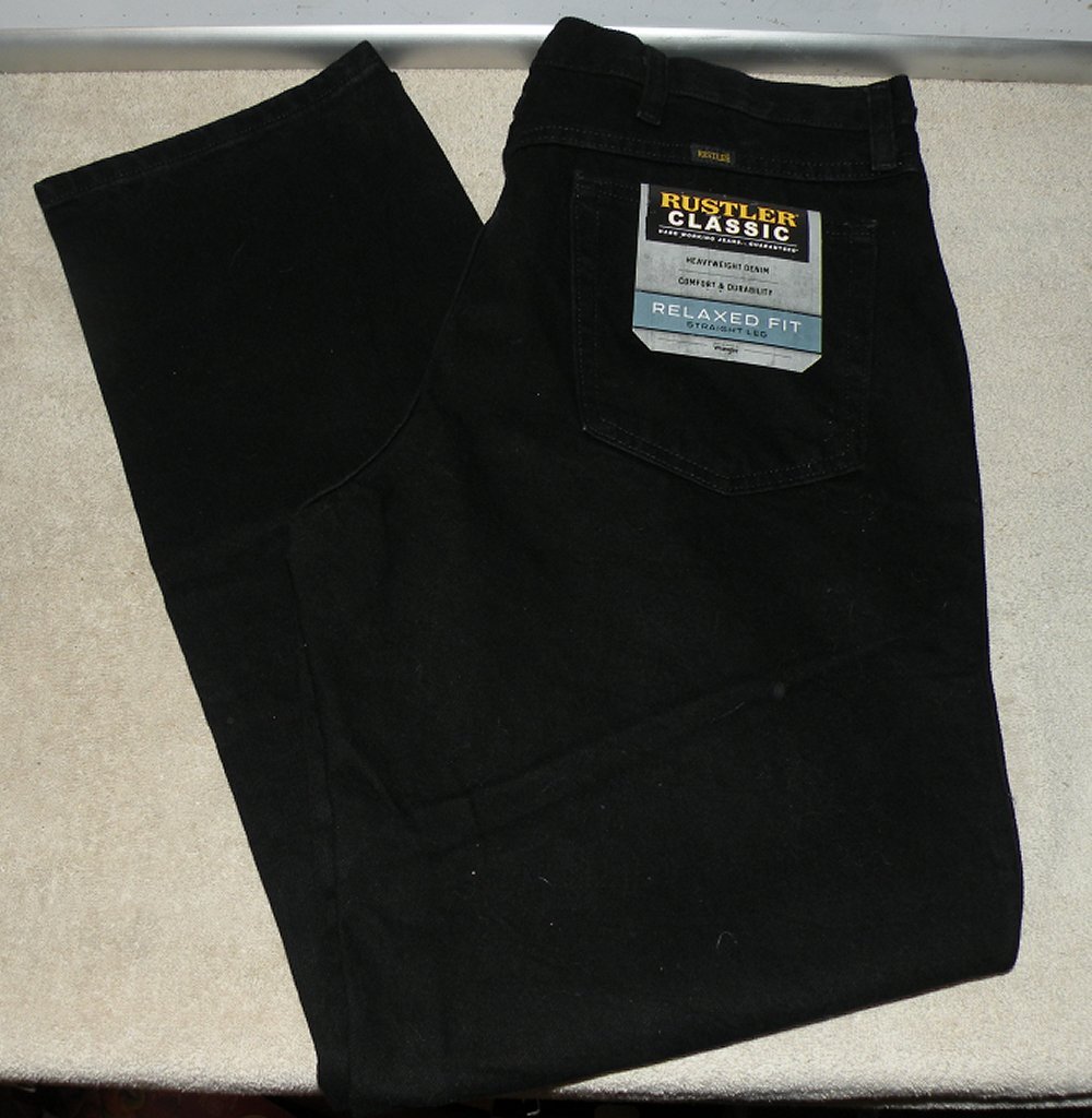Rustler Classic Men's 34 x 32 Jeans Relaxed Fit Straight Leg Black NWT